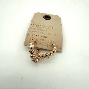 NWT New Anthropologie Gold Hoop Earrings Yellow Gold Hearts Jewelry Accessories
